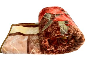 Azaz High Quality Reversible Heavy Blanket Light Brown and Orange Flower 6kg