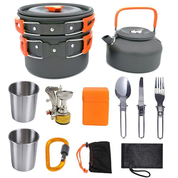 13Pcs Portable Camping Cookware Set,Lightweight Outdoor Cooking Set Camping