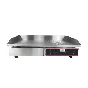 Aloma - Electric Flat Top Half Ribbed Griddle - 720mm - Silver