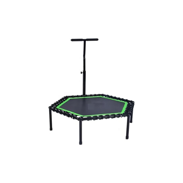 Indoor Fitness Trampoline with Adjustable Handle - Green Mini Rebounder