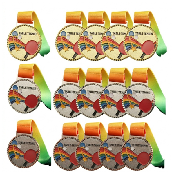15PK Combo Elite TriColour TableTennis Medal Set-Gold, Silver&amp;Bronze Awards