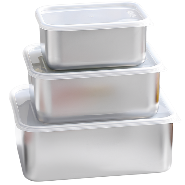 3 Pieces Stainless Steel Food Container Fridge Food Storage Box with Lids