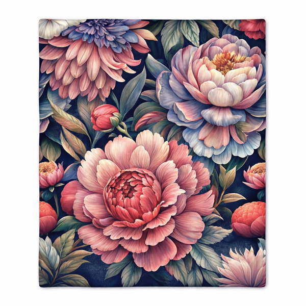 Elegant Peony Fleece Blanket (130 x 150 cm)