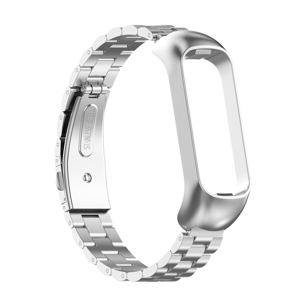 3 Beads Steel Watch Band Compatible with Samsung Galaxy Fit2 SM-R220 Silver