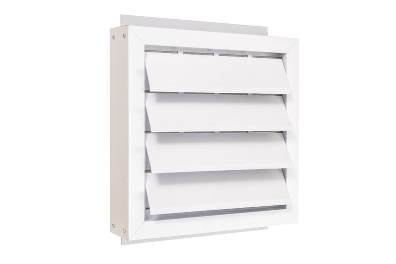 Solid aluminium industrial 300mm white gravity ventilation shutter