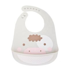 Funny Faces Foldable Silicone Bib: Red