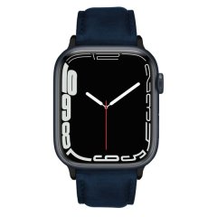 Premium Leather Strap for Black 45mm Apple Watch Series 9 / 8 / 7 - Navy