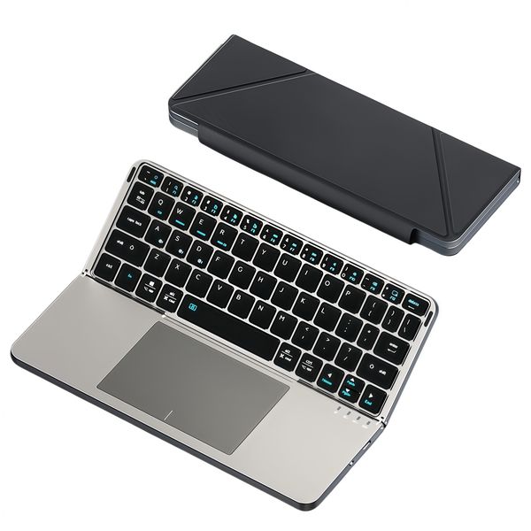 Foldable Wireless Keyboard with Touchpad, Portable Slim 2-in-1