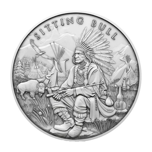 Legendary Warriors Sitting Bull Coin - 1 oz 0.999 Pure Silver Round Coin