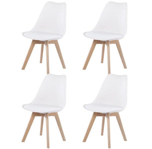 Nova Dining Room Chair - Set of 4 Padded Modern Chairs with Wooden Legs