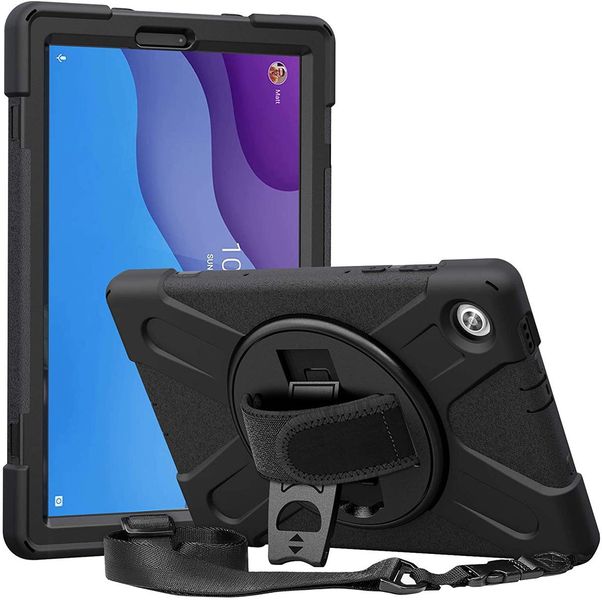 TUFF-LUV Armour Jack Extreme Rugged Case with Armstrap and Handstrap Compatible with Lenovo Tab M11 - (TB-330FU/TB-330XU) - Black