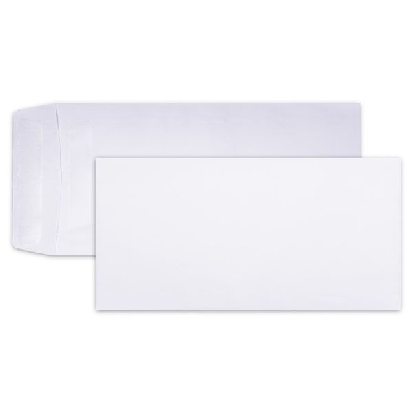 LEO DLP White Self Seal Envelopes - Open Short Side - Box of 500