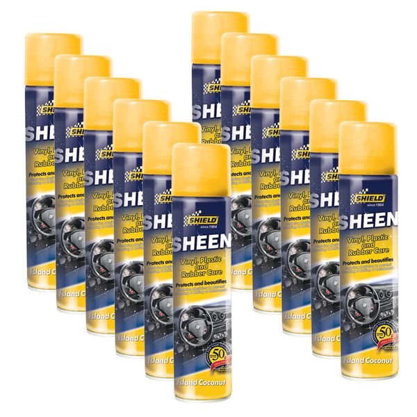 Shield - Sheen Vinyl, Plastic &amp; Rubber Care 300ml - Island Coconut - 12 Pack