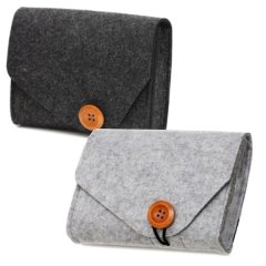 Computer Luggage Storage Bag Portable Mini Felt Pouch Set of 2 (17cm)