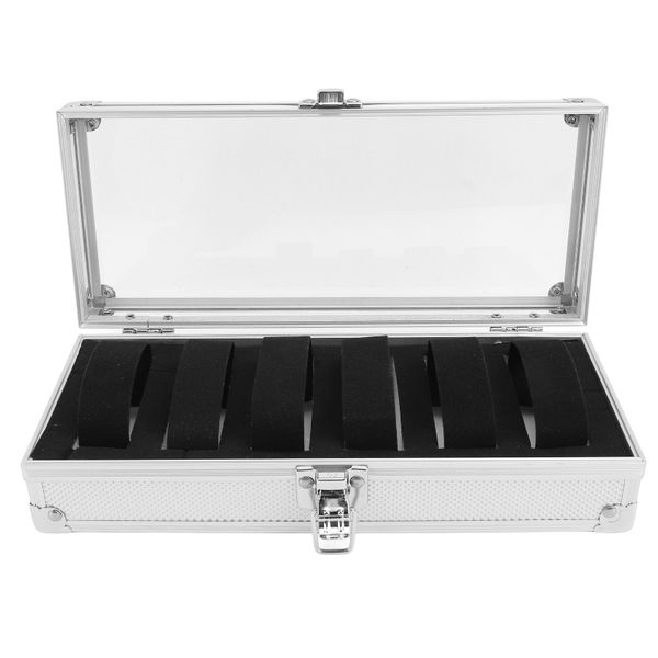 ("6-Slot Aluminum Box Box with Lid &amp; Flannel for Jewelry Watches")