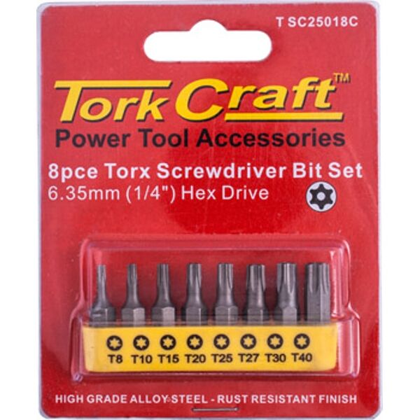 Tork Craft S/D Torx Tamp.Res. Bit Set 8 Piece
