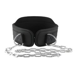 80cm Adjustable EVA Dip Belt with Chain for Weight Lifting - Black
