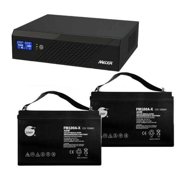 Mecer 2400VA 1440W Inverter with 2x 12V 100AH Deep Cycle AGM Battery Bundle