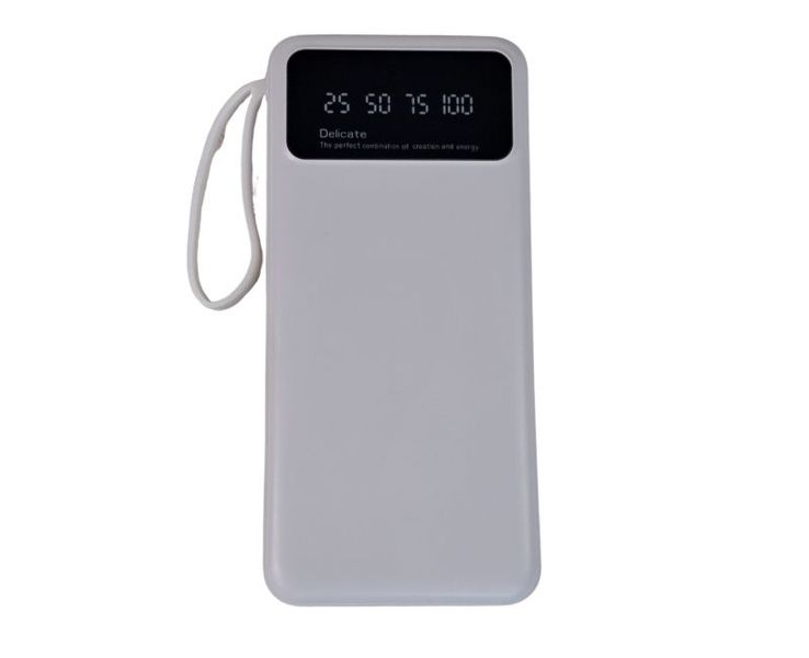 Powerbank 20000mAh Fast Charge + 4 Cables &amp; 2 USB Ports - White