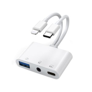 Lightning + USB C To Aux Audio Headphone Jack Adapter (Multi-function)