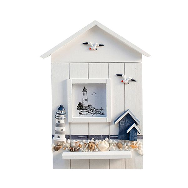 Key Cabinet Wood Nautical Style Wall Mounted Wooden Holder Cabinet