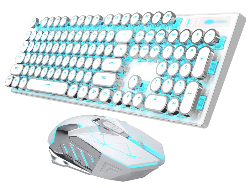 MAGEGEE - Typewriter Style Keyboard &amp; Mouse Set With Multimedia Keys -Black