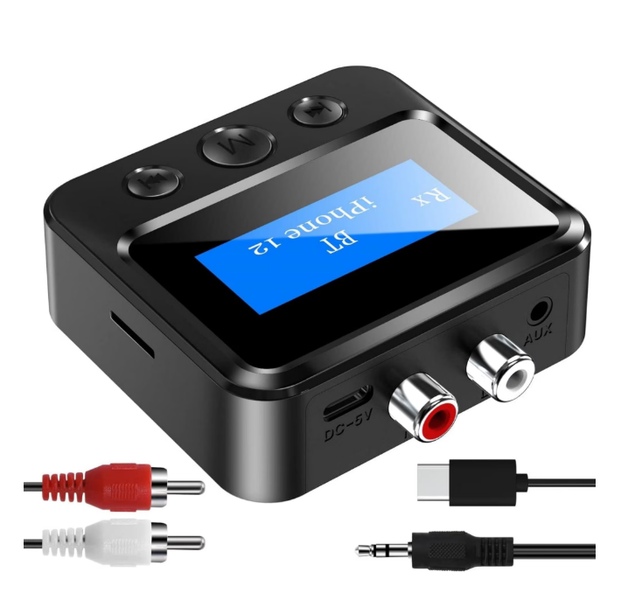 2-in-1 Audio Receiver Bluetooth Adapter, 3.5mm AUX Stereo Input