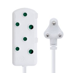 Switched 5m SBS Extension Cable/Cord/Lead Multiplug - Heavy Duty - White