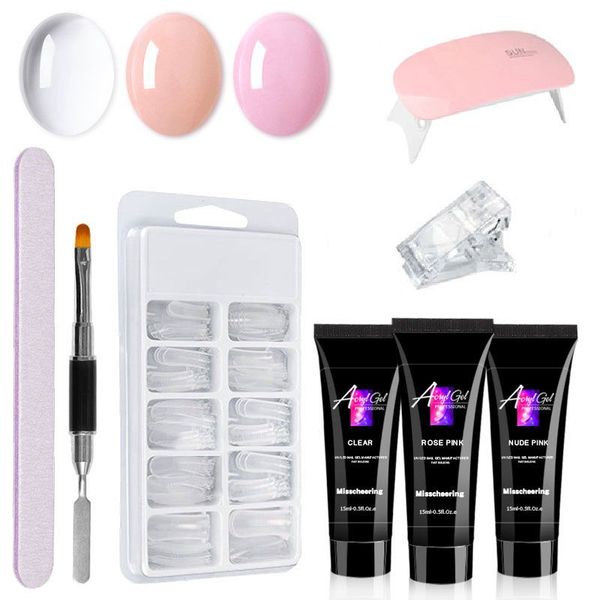 Acyl Gel Polygel Nail Starter Kit with 6W Nail Dryer