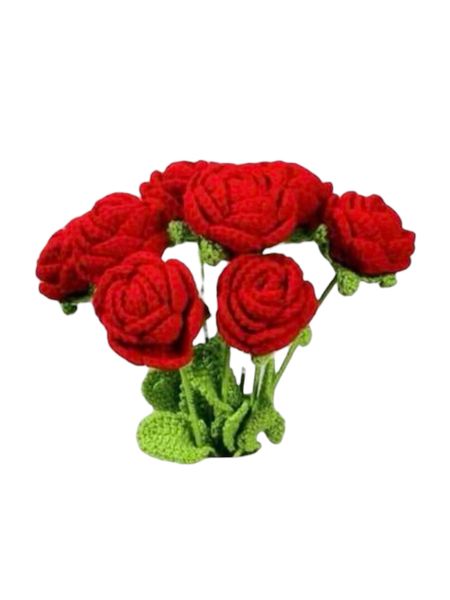 1-Piece Handmade Crochet Rose Flowers, Ideal Gift For Valentine's Day,