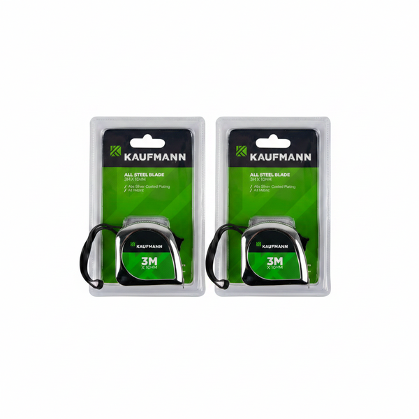Kaufmann Steel Tape Measure 3m x 16mm for Accurate Measurements - 2 Pack