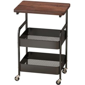 2-Tier Rolling Utility Cart with Top Board Multifunctional Coffee Table