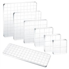 7Pieces Acrylic Stamp Blocks Clear Stamp Block Tool Set Various Sizes