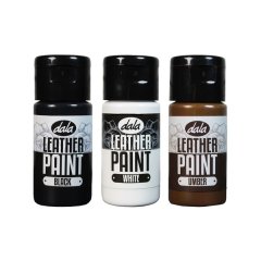 Dala Leather Paint Set 25ml Black, White, Umber - 3 Pack