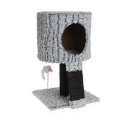 Cat Scratcher House with Fleece &amp; Interactive Toy - 50cm