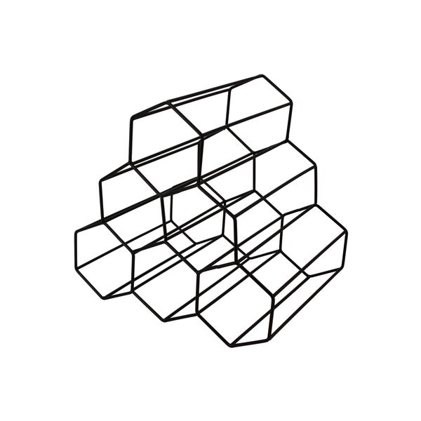Bar Butler- Black 6 Bottle Geometric Hexagon Wine Rack (Pack Of 4)