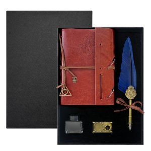 4PK Notebook Ink Feather Pen Set Dip Pen Set Vintage Antique Gift Box