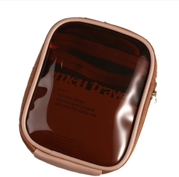 New Mini Brown Portable PVC Cosmetic Storage Bag