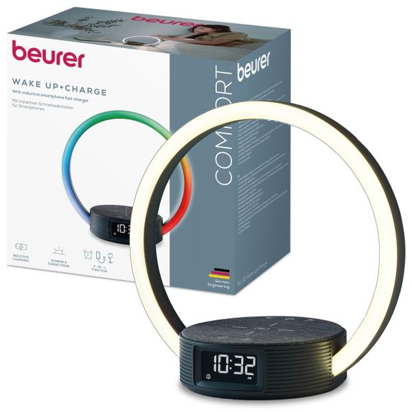 Beurer Alarm Clock, Phone Charging Station &amp; Light WL 65 Wake Up + Charge