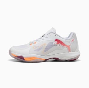 Puma Women's Vantage Nitro W+ Indoor Court Shoes - White/Berry/Heat Fire