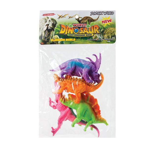 Dinosaur - Toy - Assorted Creatues - Non Toxic - 4 Piece - 3 Pack