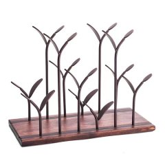 Wrought Iron Red Wine Rack Bar Home Ornaments(Matte Bronze)