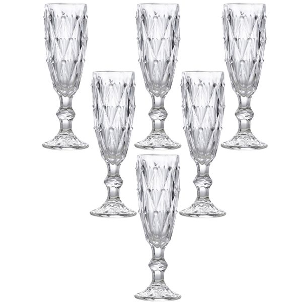 6 PCS Champagne Diamond Glass Cristal Bar Wedding Christmas Decor-170ml