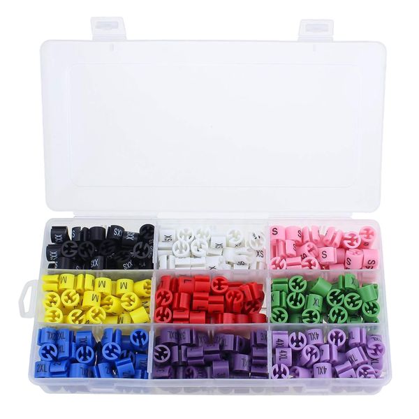 Stationery Colour Coded Plastic Clothes Hanger Size Markers 290pcs - 23cm