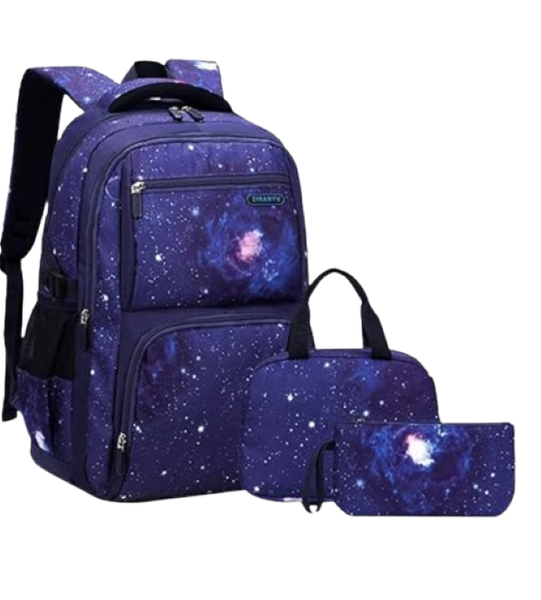 The Clip-Backpack 3-Piece Set Galaxy-Print Waterproof