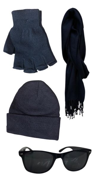 Winter Essentials Kit - Fingerless Gloves - Beanie - Scarf and Sunglasses