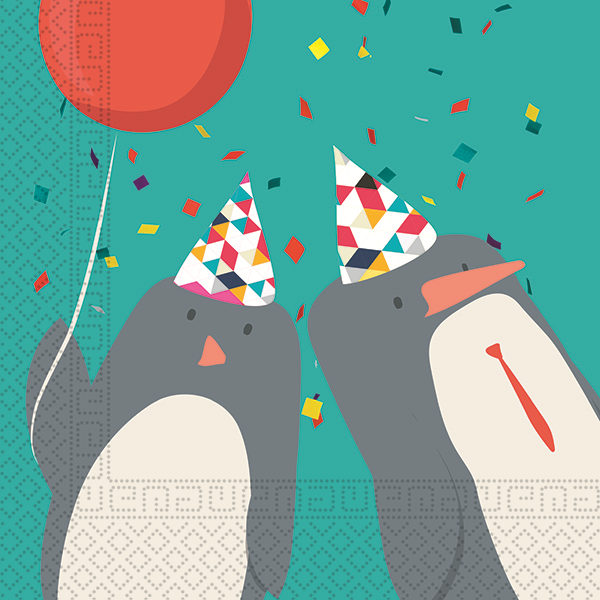 Arctic Party Theme Penguin Character 2 Ply Paper Napkins - 33cm x 33cm