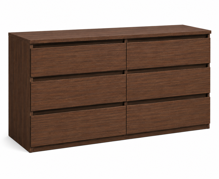 Bedroom Dresser Chest of Drawers 6 Drawer 1200 x 400 x 800mm Dark Brown