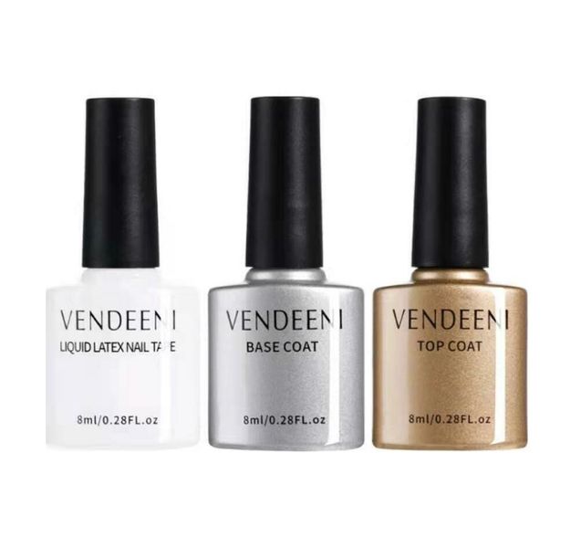 Vendeeni UV Gel 3pcs Set 8ml Gel Polish , Basecoat, Topcoat, Latex