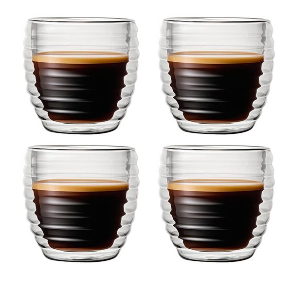 4Pack 260ml-Double Walled Thermo Glass Cups Perfect for Tea Coffee